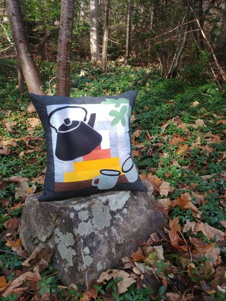 "A Cuppa Tea in the Woods" One Bench and Two Throw Pillow Set Fusible Applique Pattern