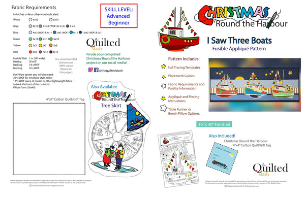 "I Saw Three Boats"  Bench Pillow / Table Runner Pattern