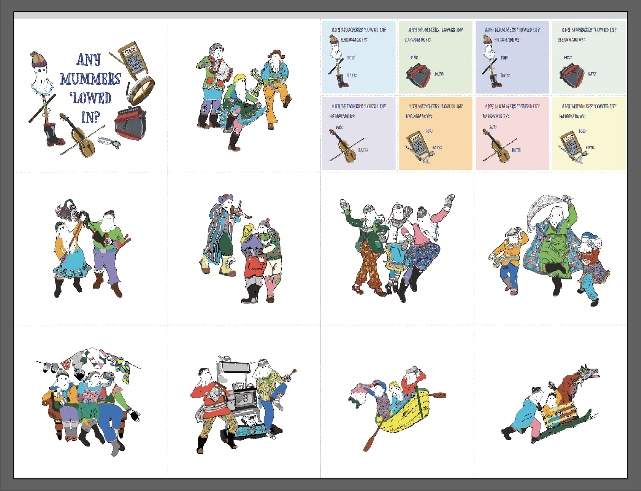 Scrappy Mummers Panels and Labels Set