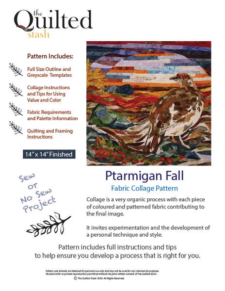 "To Every Bird There is a Season" Collage Pattern Series: Ptarmigan Fall